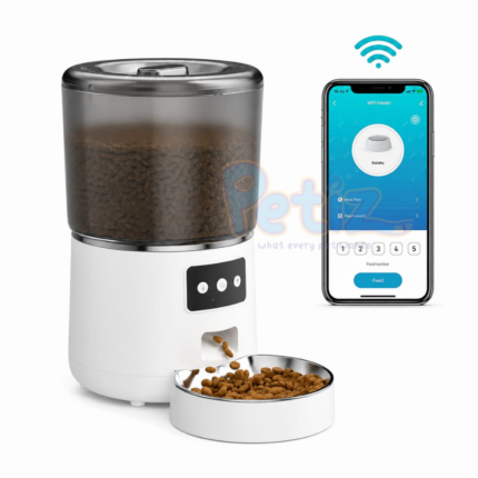 Distributeur Automatique WiFi pour Chats et Chiots Anti coackroach – Mangeoire Connectée Programmable - 4L Blanc