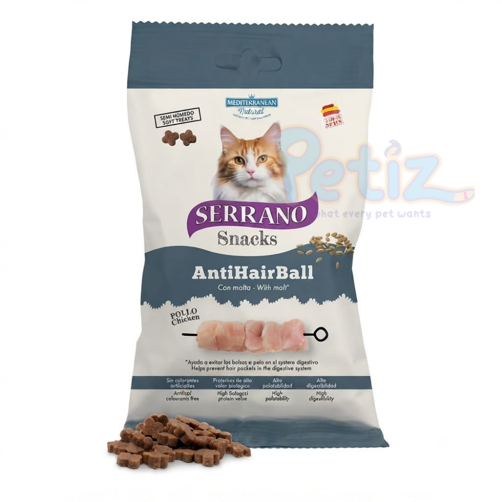 Friandises SERRANO Snacks Anti-HairBall pour Chat 50g