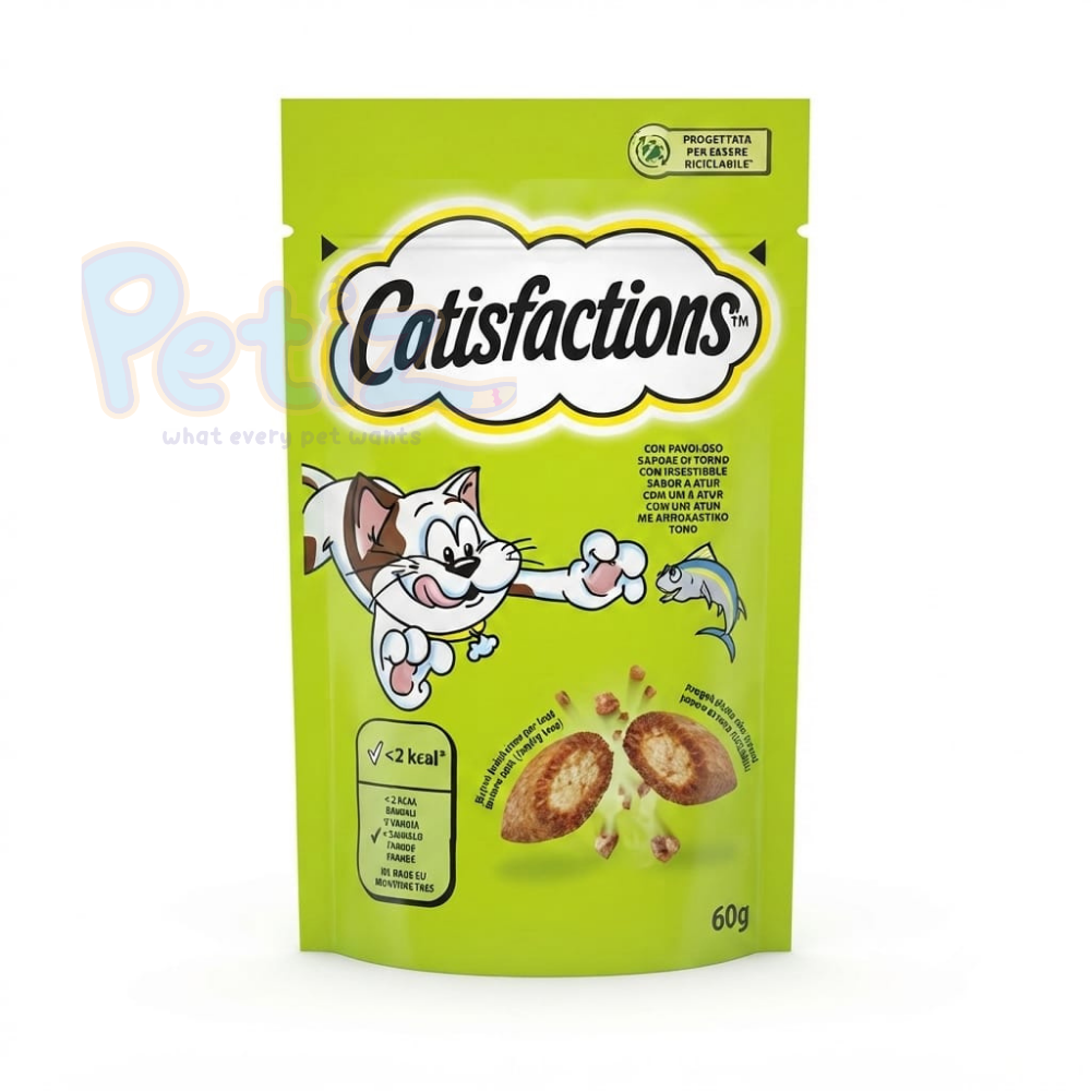 CATISFACTIONS Friandises au Thon pour Chat et Chaton – Sachet Refermable 60g
