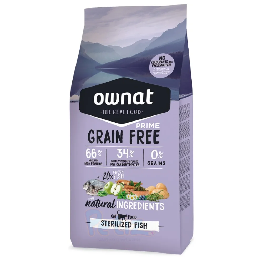 Ownat-Grain-Free-Cat-Prime-Sterilized-Fish-Sac-8kg Ownat Grain Free Cat Prime Sterilized Fish Croquettes Sans Céréales pour Chats Stérilisés au poisson – Sac 8kg