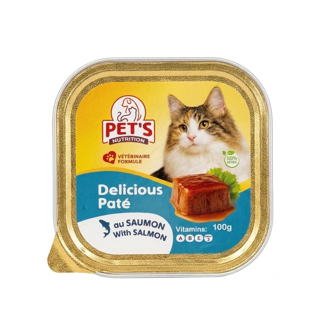 PET'S Nutrition Delicious Paté au Saumon pour Chat Adulte - Pâtée Complète Riche en Saumon 100 g