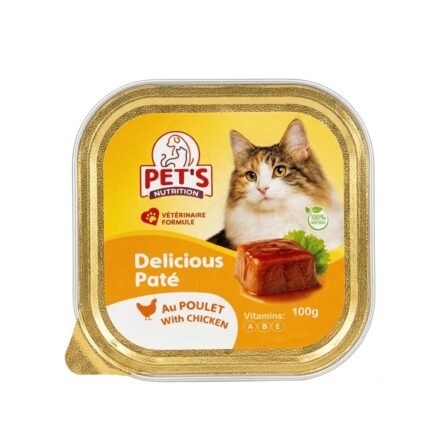 PET'S Nutrition Delicious Paté au Poulet pour Chat Adulte - Pâtée Complète Riche en Poulet 100 g