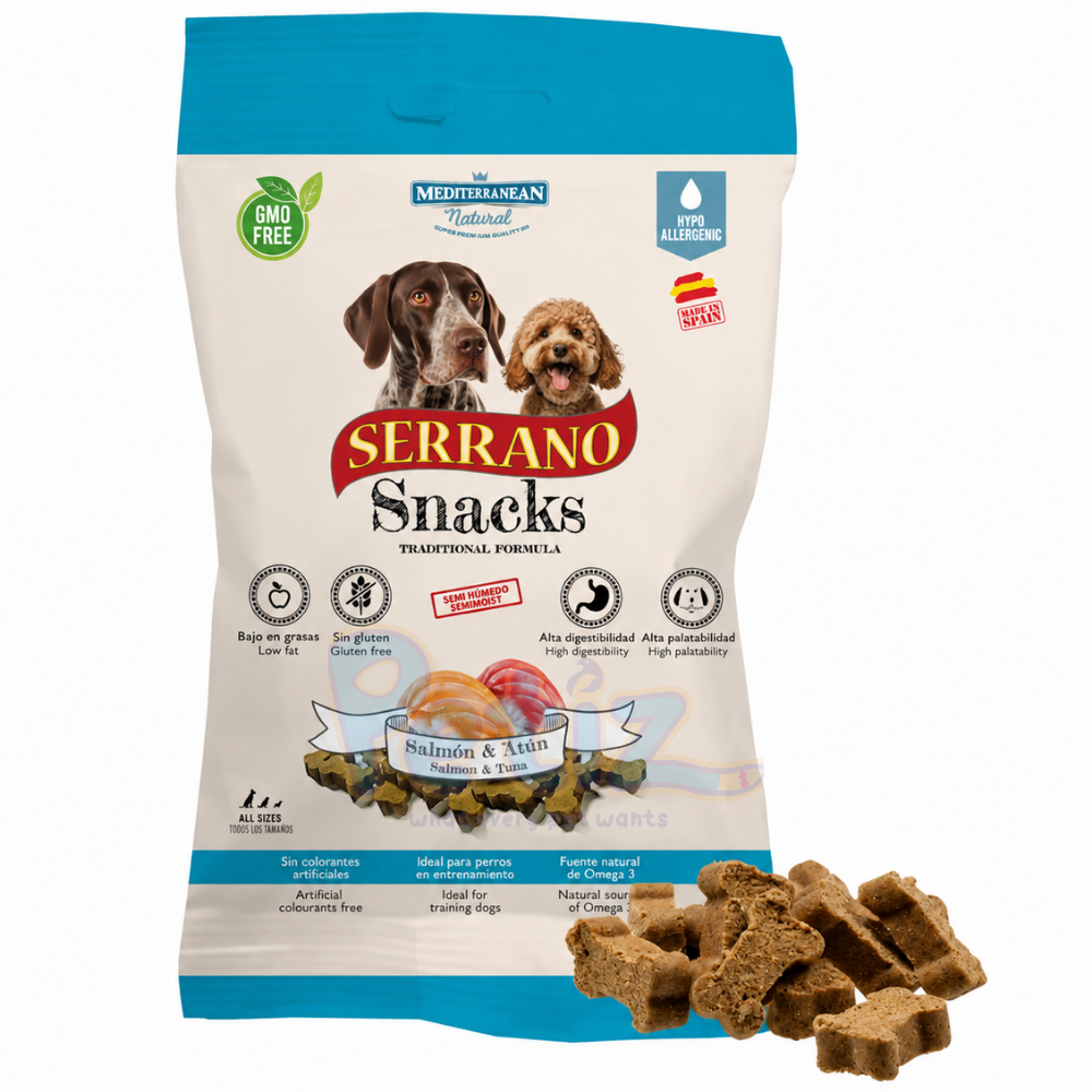 Friandises Serrano Snackspour Chien Au Saumon & Thon 100g
